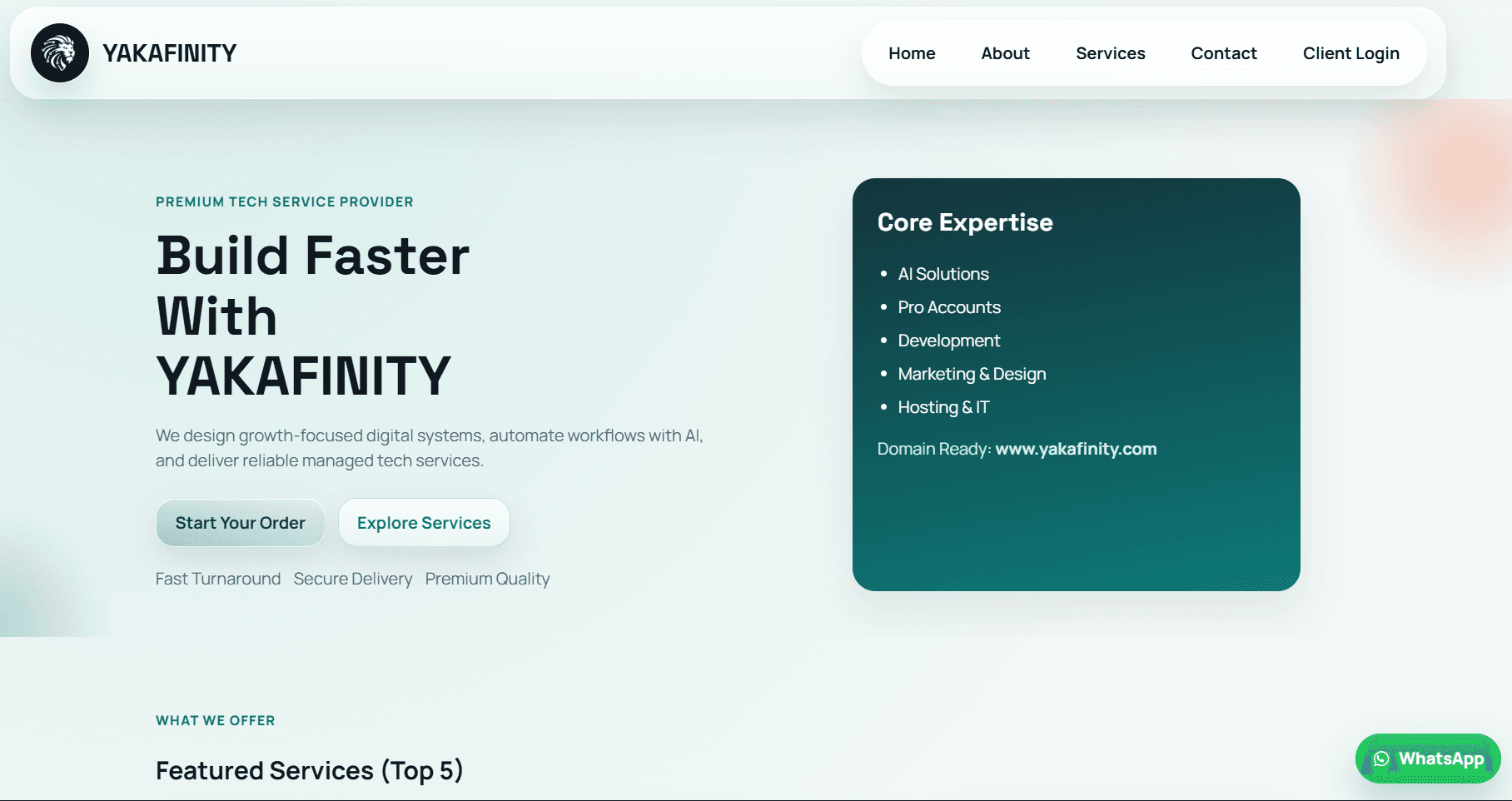 Yakafinity project interface